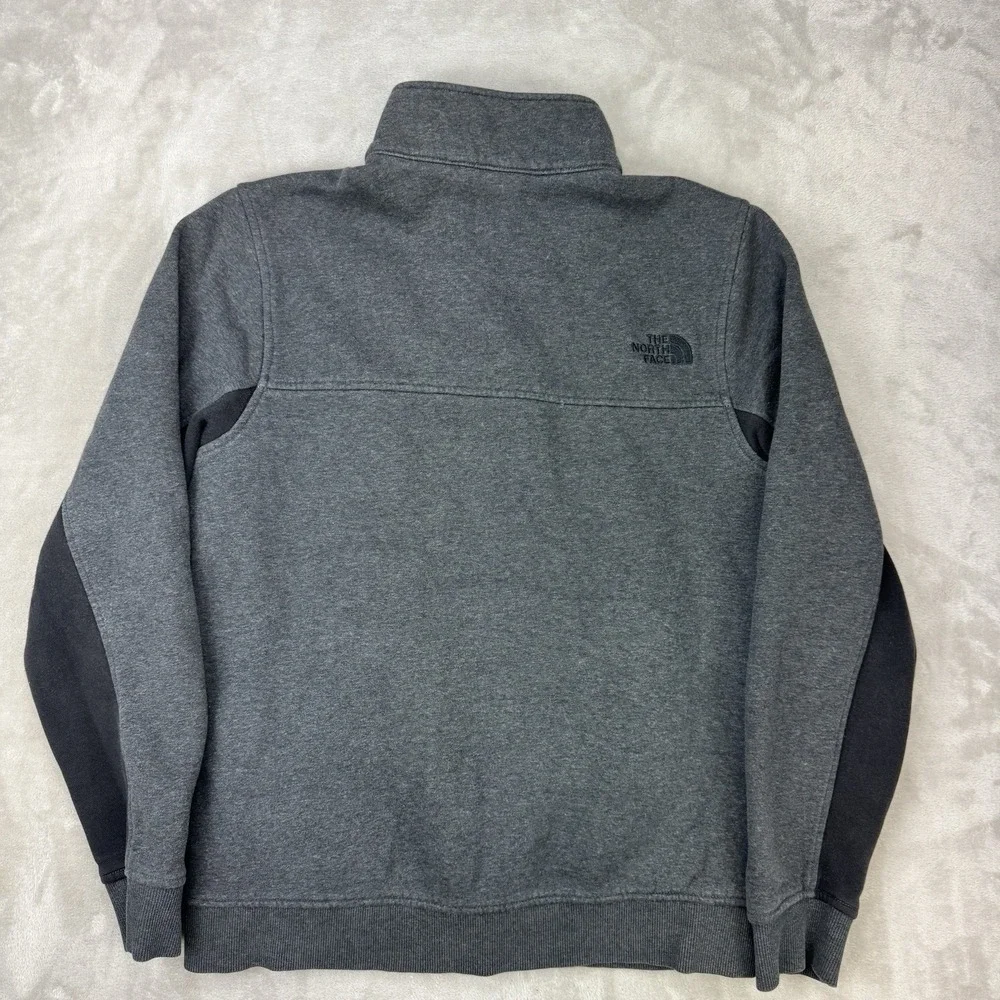 The North Face Men's Snap Fleece‎ Pullover Medium Gray Black Quarter Snap Jacket